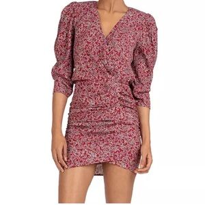 ba&sh Red Floral Mini Dress